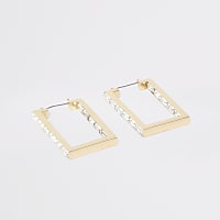 Gold colour rectangle hoop earrings