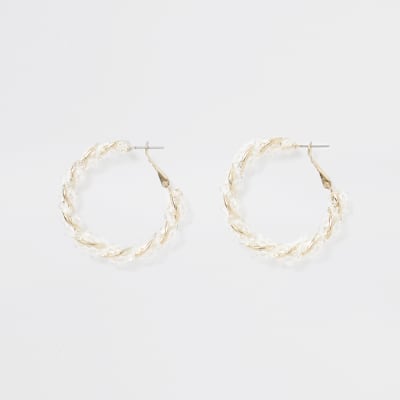Gold colour resin twist hoop earrings River Island
