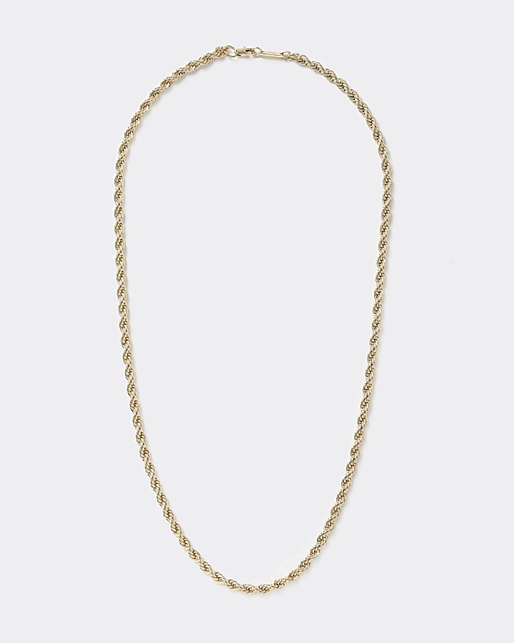 Gold colour rope twist chain necklace
