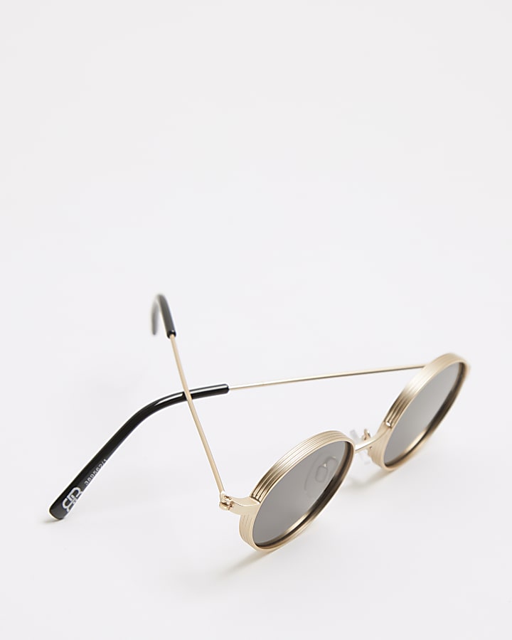 Gold colour slim round sunglasses