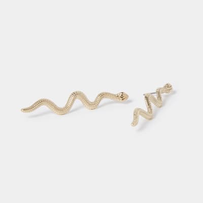 Gold colour snake drop earrings