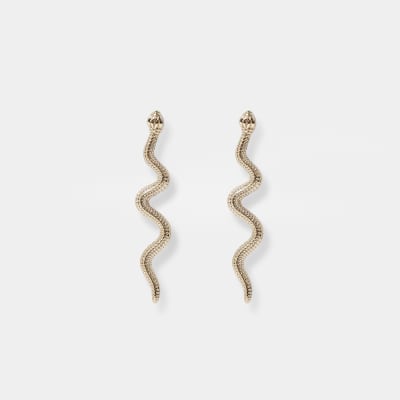 Gold colour snake drop earrings