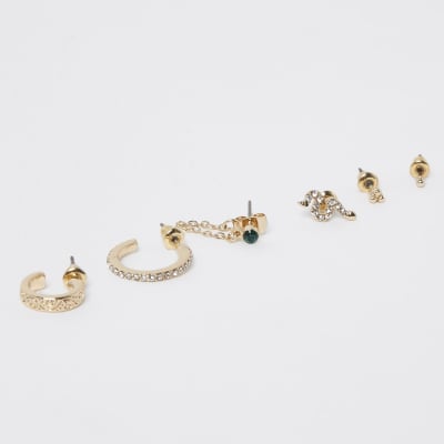 Gold colour snake earrings 6 pack
