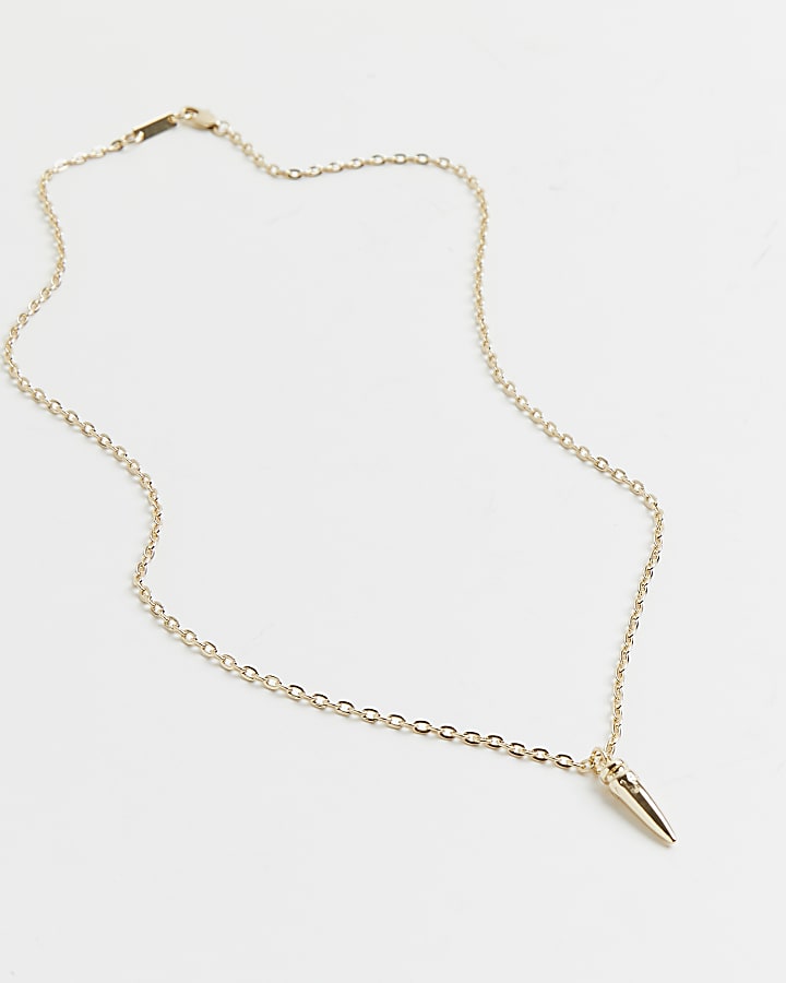 Gold colour Spike Pendant Necklace