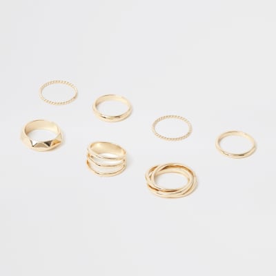Gold colour stack ring pack