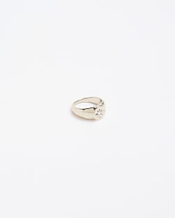 Gold colour star signet pinky ring