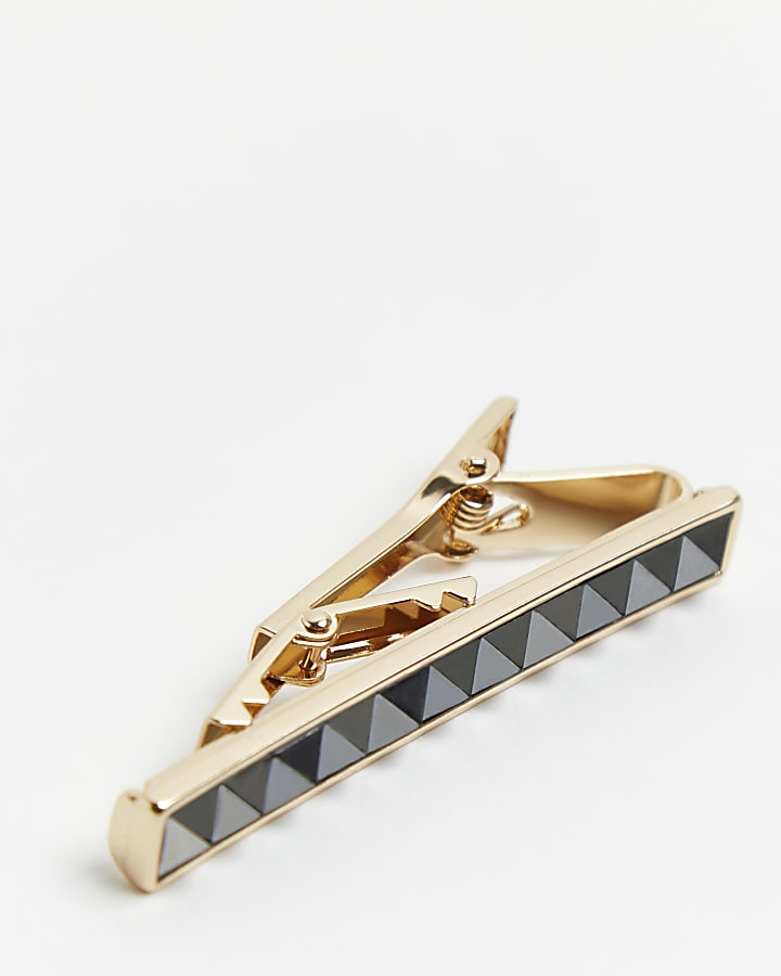 Gold colour studded tie clip