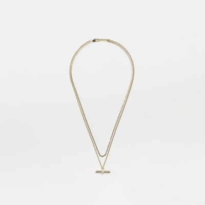 Gold colour T Bar necklace River Island