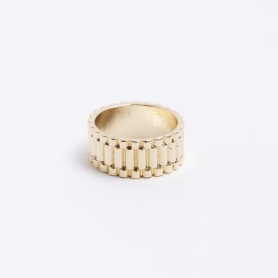Gold colour textured ring River Island