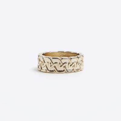 Gold colour textured ring River Island