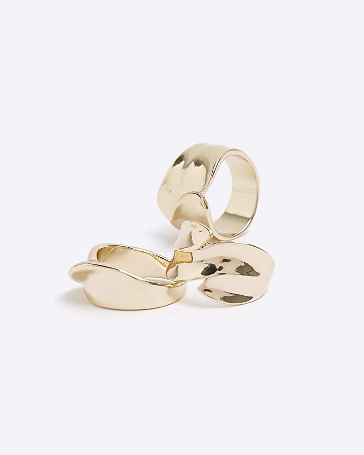Gold colour textured rings multipack