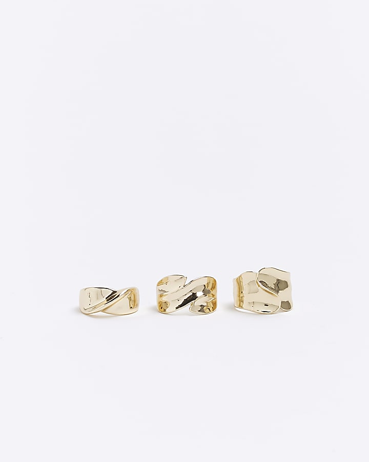 Gold colour textured rings multipack