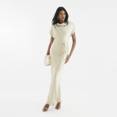 Gold Cowl Neck Maxi Dress