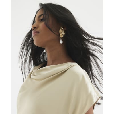 Gold Cowl Neck Maxi Dress | River Island