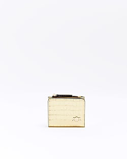 Gold croc zip cardholder purse