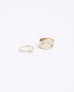 Gold cut out butterfly ring multipack