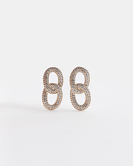 Gold diamante chain drop earrings