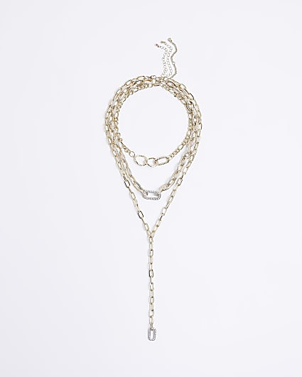 Gold diamante chain link necklace