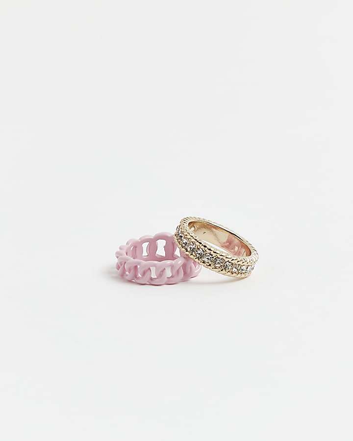 Gold diamante chain link rings multipack
