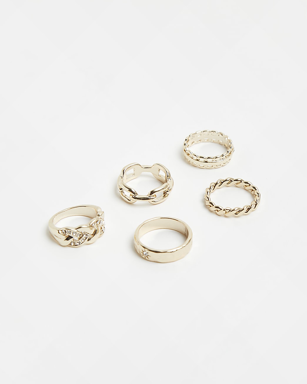 Gold diamante chain link rings multipack