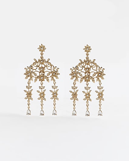 Gold diamante drop earrings