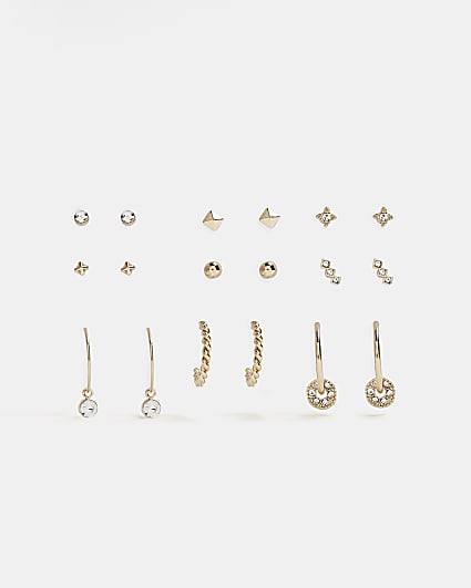Gold diamante earrings multipack