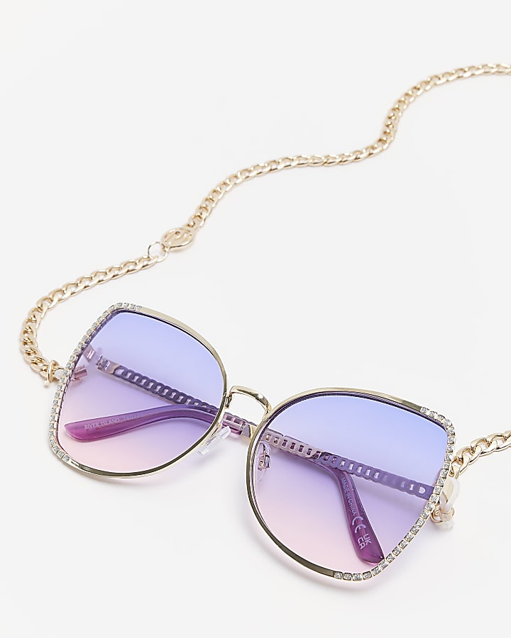 Gold Diamante Edge Sunglasses