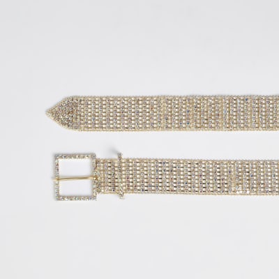Gold diamante embellished belt