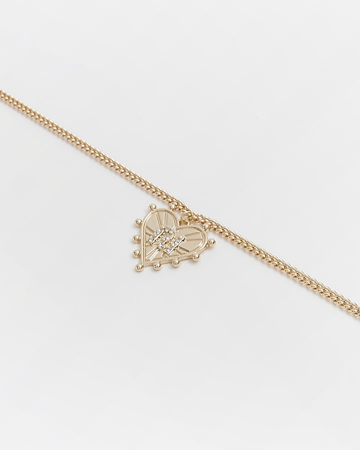 Gold diamante heart pendant necklace