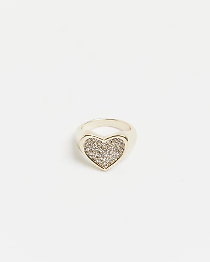 Gold diamante heart ring