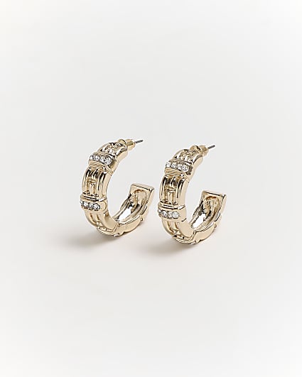 Gold diamante hoop earrings
