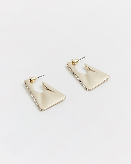 Gold diamante square hoop earrings