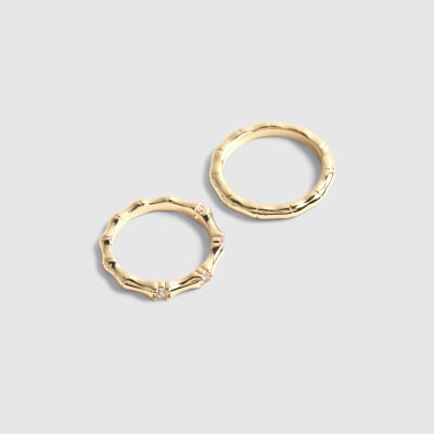 Gold Diamond Simulant 2 Pack Rings