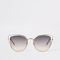 Gold double frame cateye sunglasses