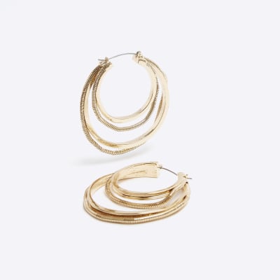 Gold Double Hoop Earrings River Island