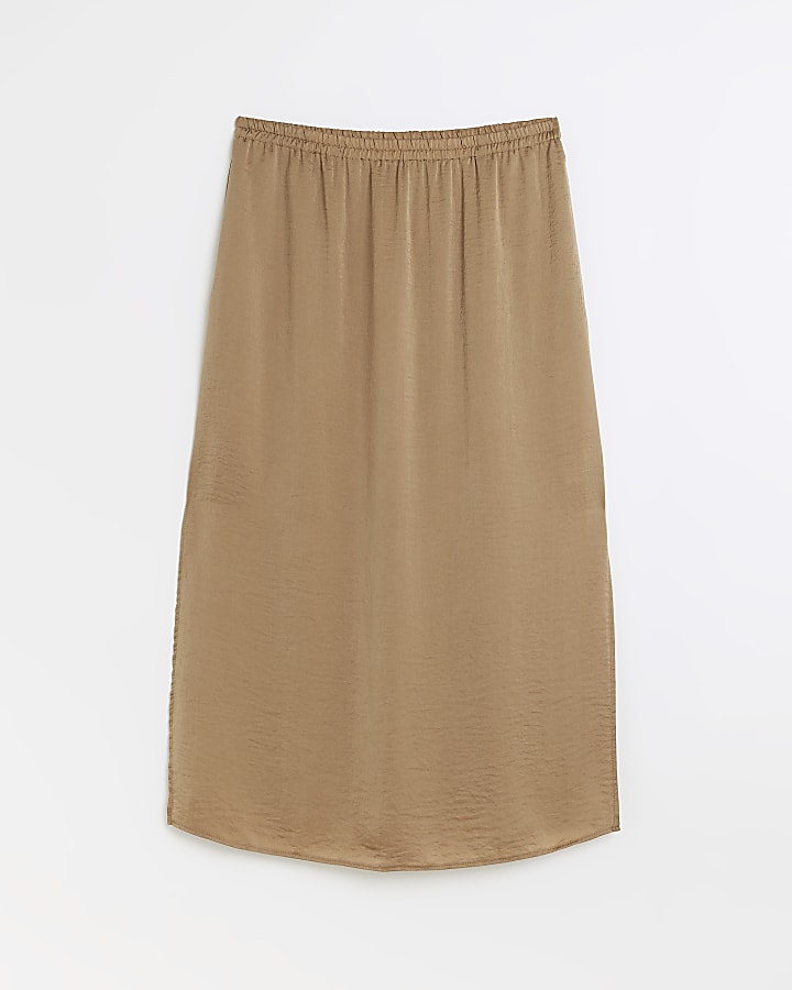 Gold Elasticated Midi Skirt