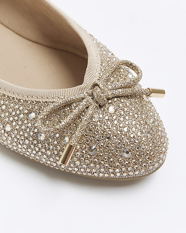 Gold embellished ballet shoes