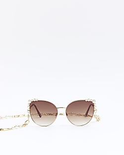Gold Embellished Cat Eye Sunglasses
