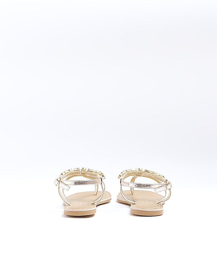 Gold embellished flat sandals