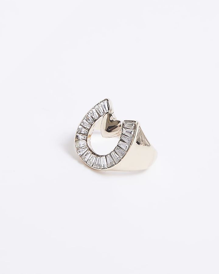 Gold embellished horseshoe ring