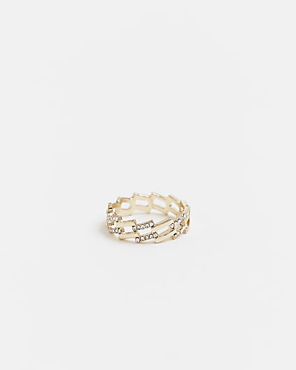 Gold embellished link ring
