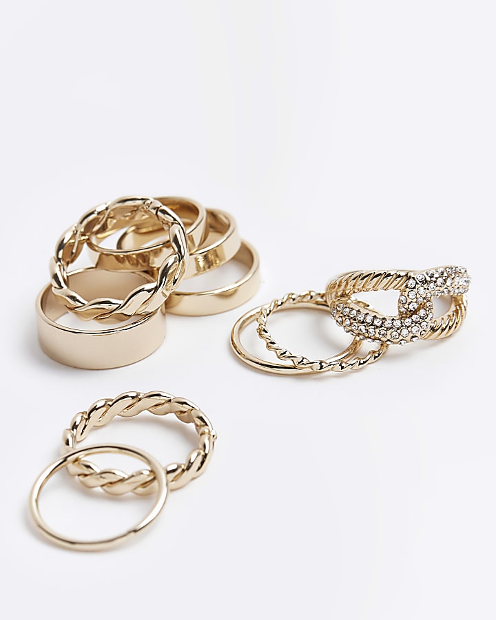 Gold embellished ring multipack