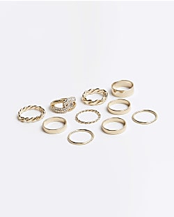 Gold embellished ring multipack
