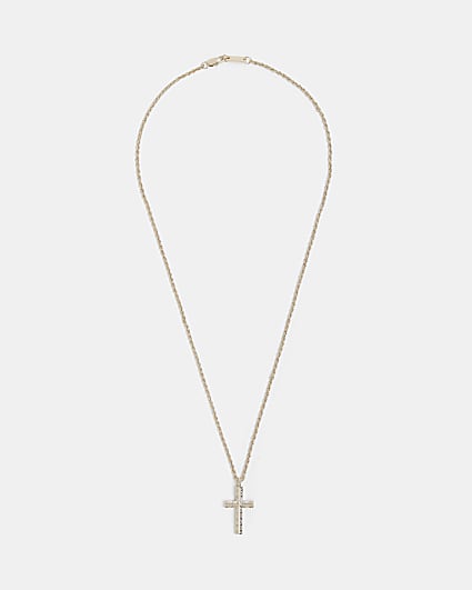 Gold Embossed Cross Necklace