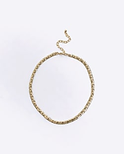 Gold flat chain necklace