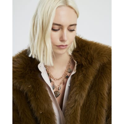 Gold Flower And Heart Collar Necklace