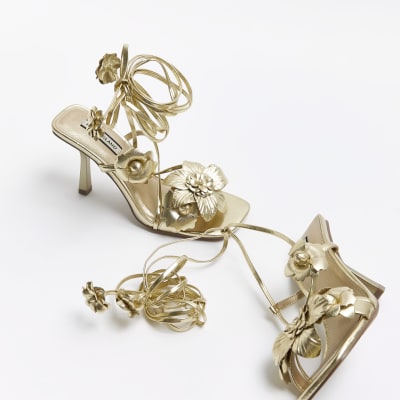 Gold shop flower heels