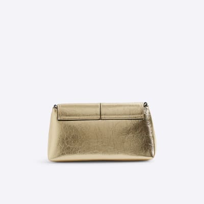 River island gold clutch bag online