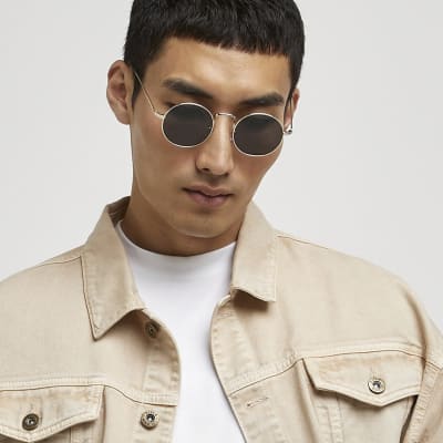 Gold Frame Round Sunglasses River Island