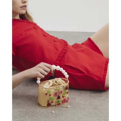 Gold Fruit Metal Basket Bag